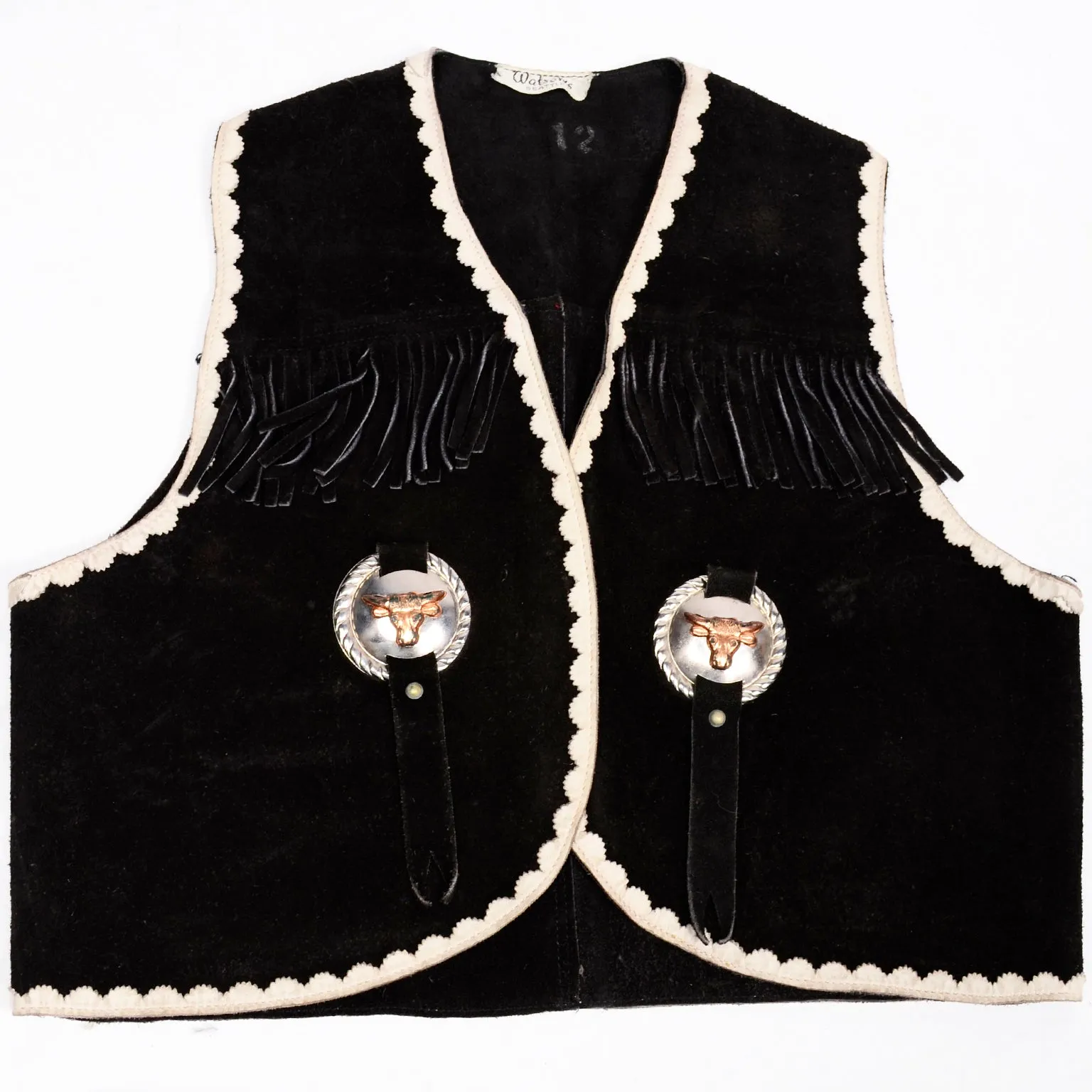 1940s Vintage Brown Suede Girls Western Cowgirl Halloween Costume w Conchos