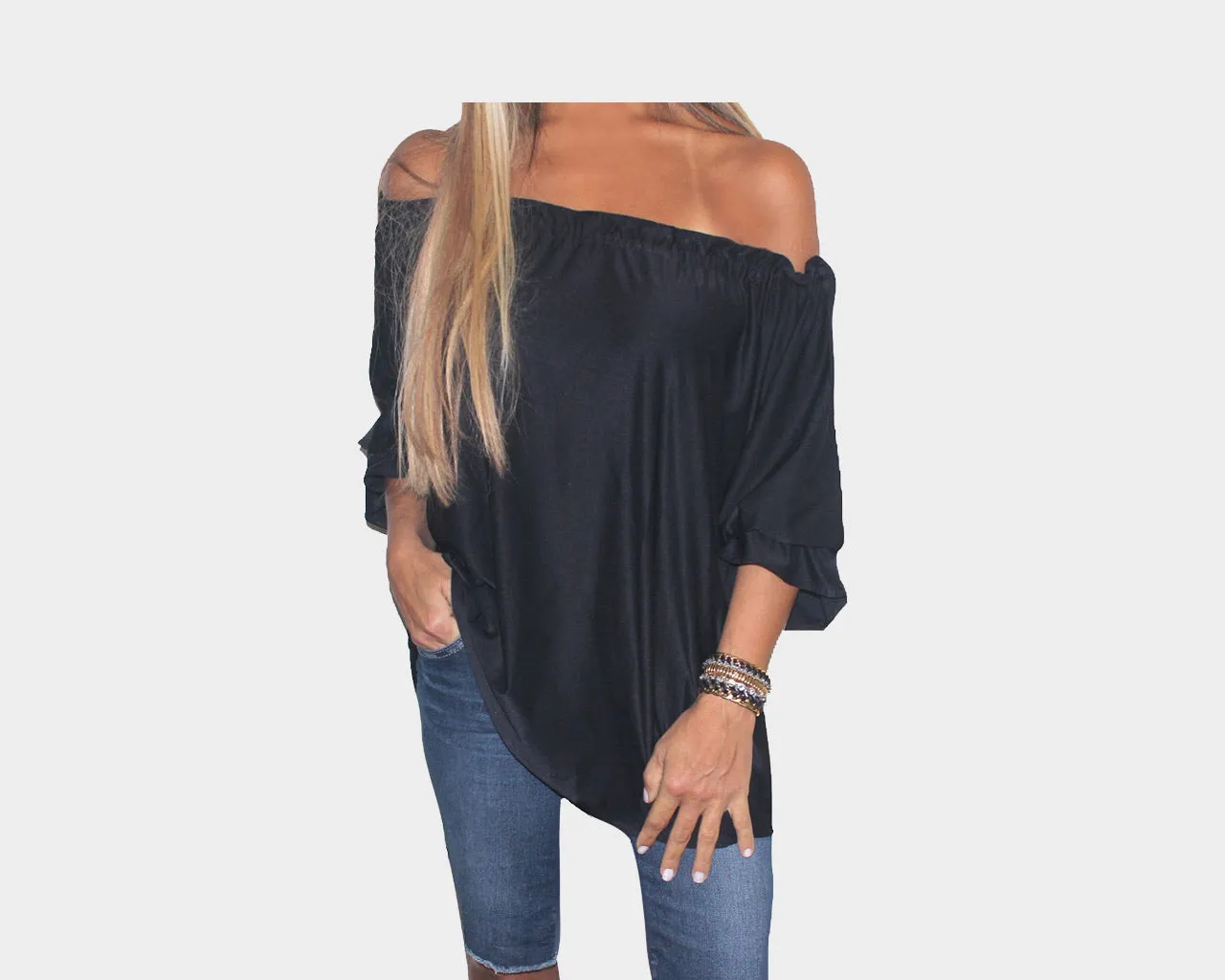 Black Off Shoulder Top - The Ibiza