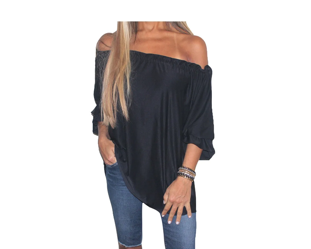 Black Off Shoulder Top - The Ibiza