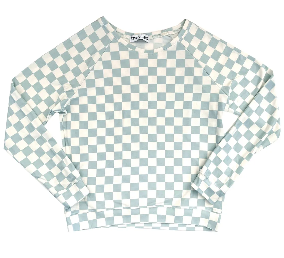 Brokedown Clothing Women's Blue Check Sweatshirt