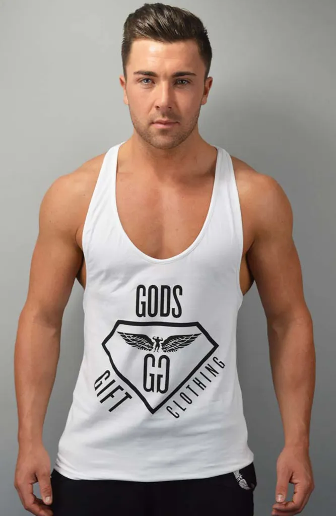 GG Diamond Racer Back Gym Vest - White
