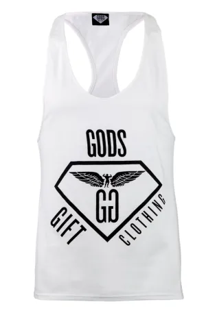 GG Diamond Racer Back Gym Vest - White