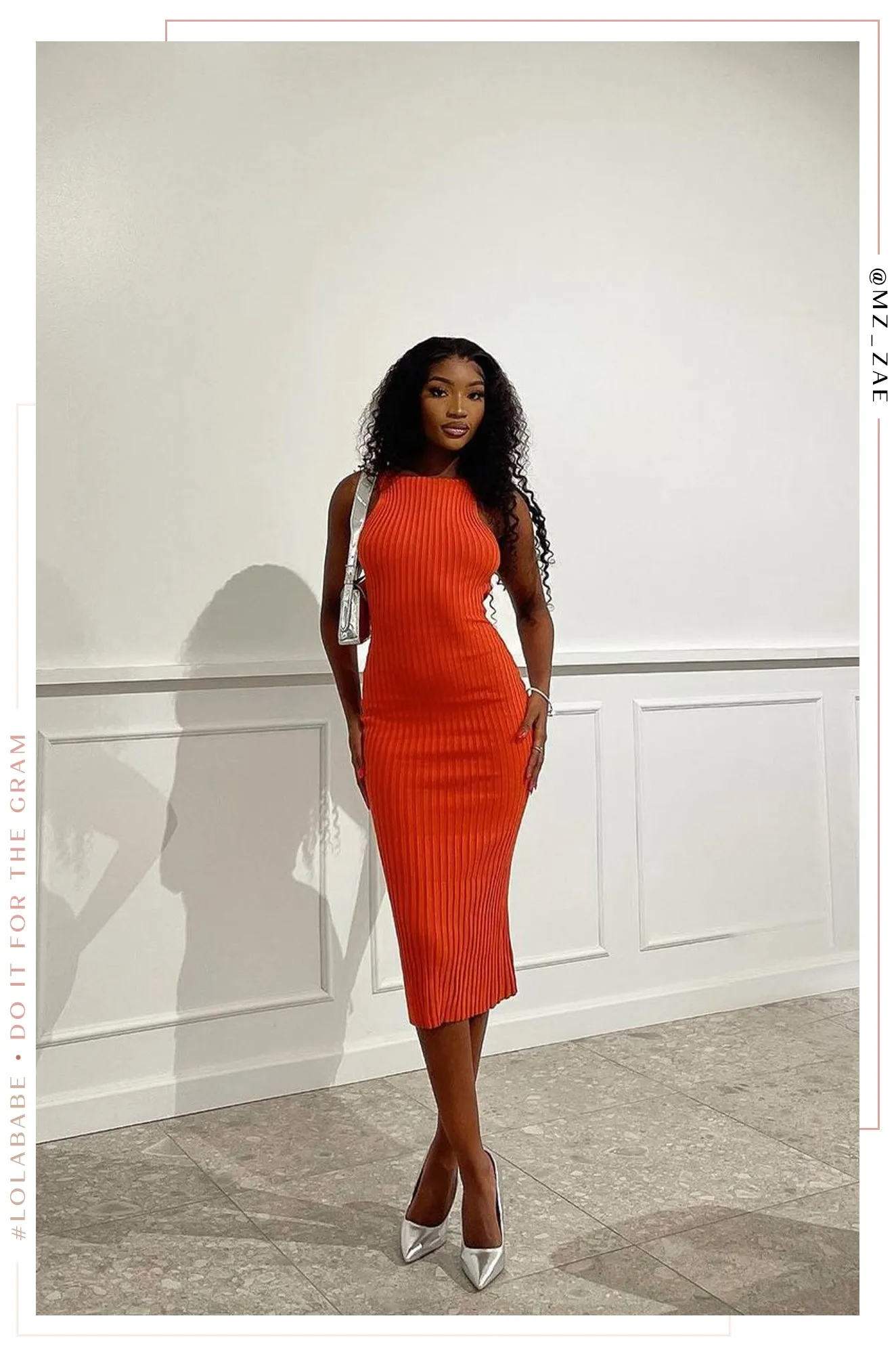 Veronica Open Back Ribbed Dress - Orange